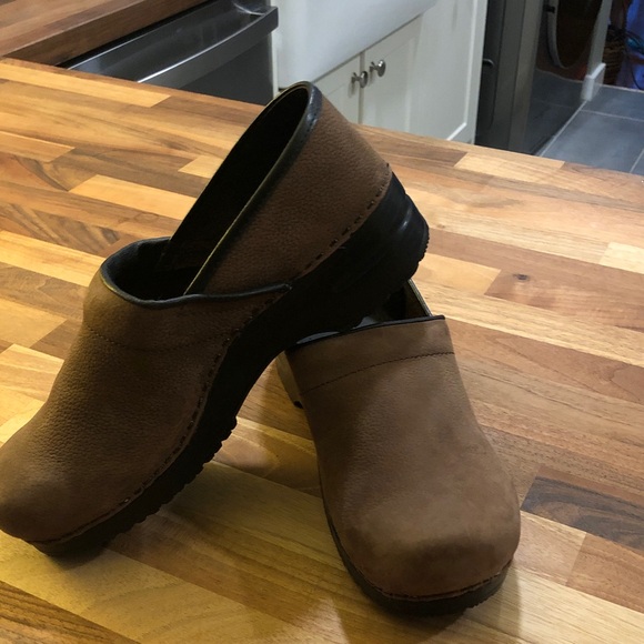 Sanita Shoes - Sanita Brown Leather Slip-On Clogs